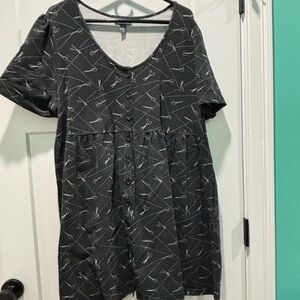 Black Babydoll Dress with Scissor Print ✂️ | ModCloth